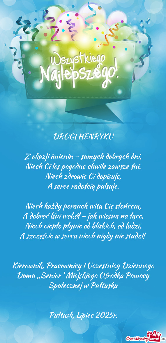 Z okazji imienin – samych dobrych dni