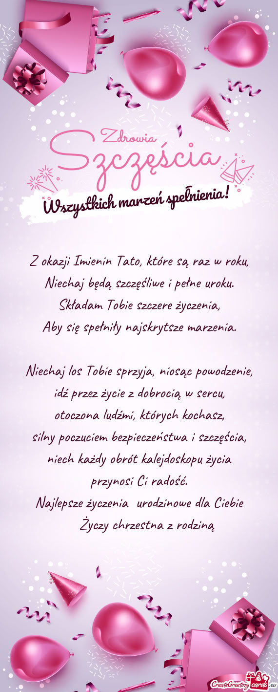 Z okazji Imienin Tato, które są raz w roku