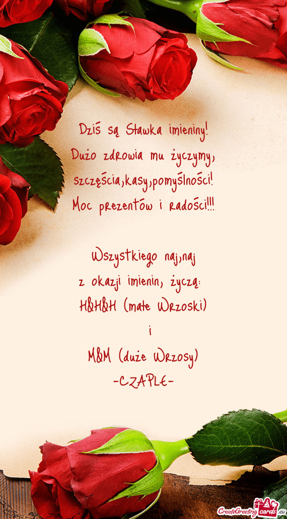 Z okazji imienin, życzą