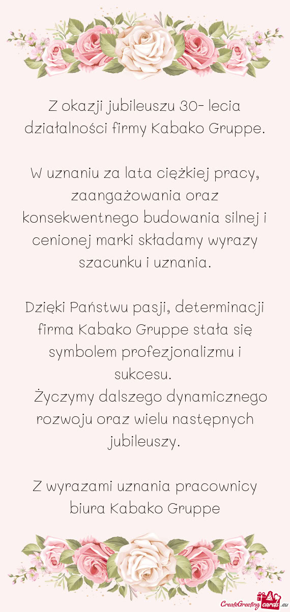 Z okazji jubileuszu 30- lecia działalności firmy Kabako Gruppe