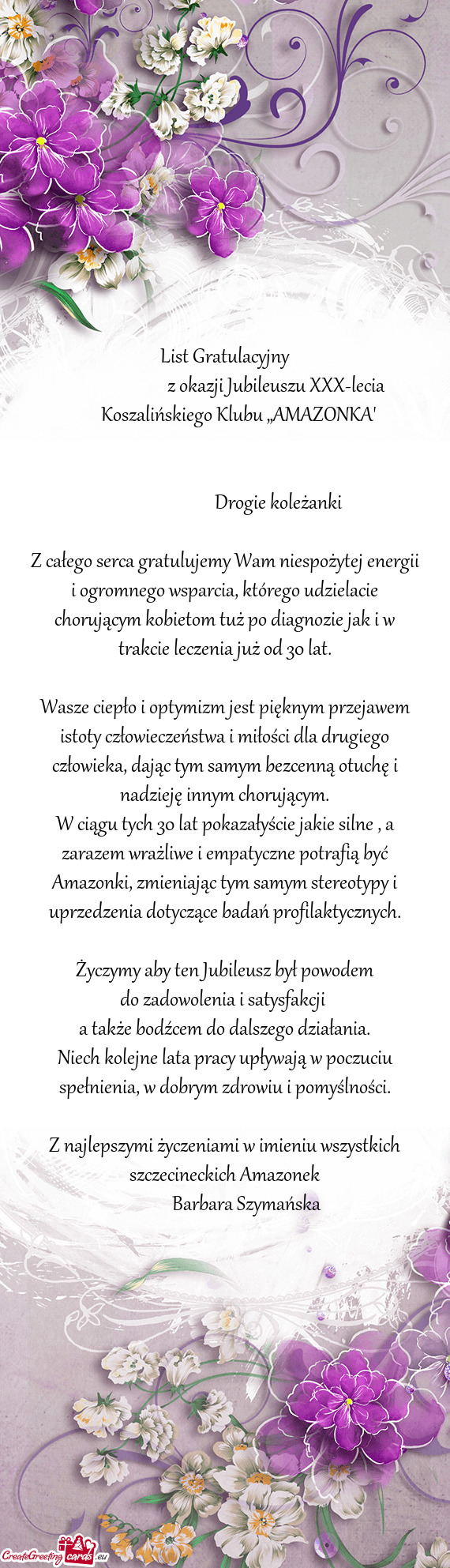 Z okazji Jubileuszu XXX-lecia