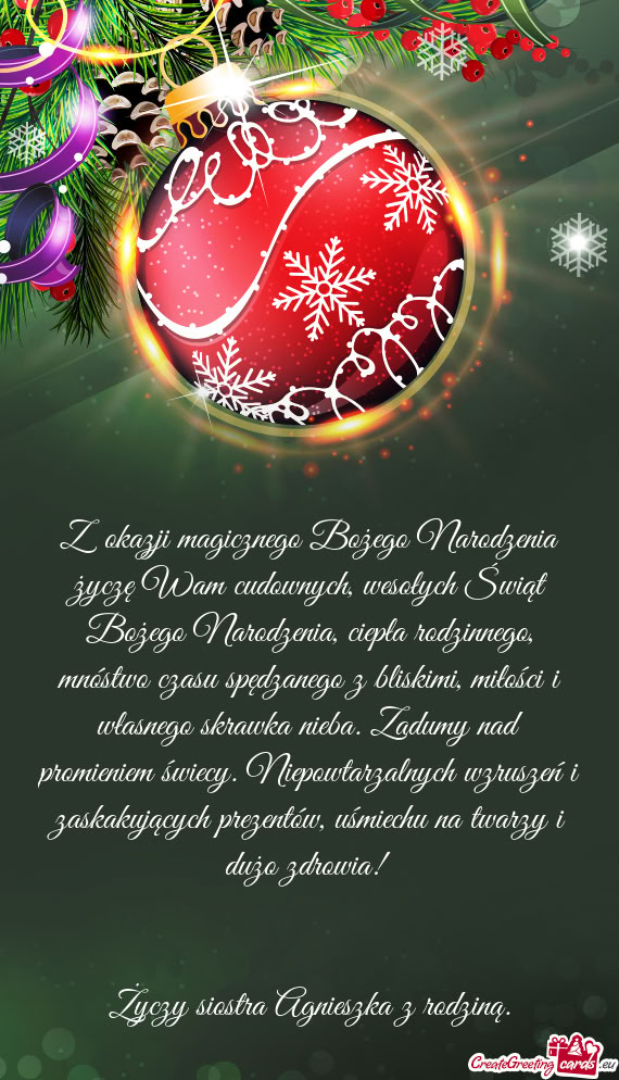 Z okazji magicznego Bożego Narodzenia życzę Wam cudownych, wesołych Świąt Bożego Narodzenia