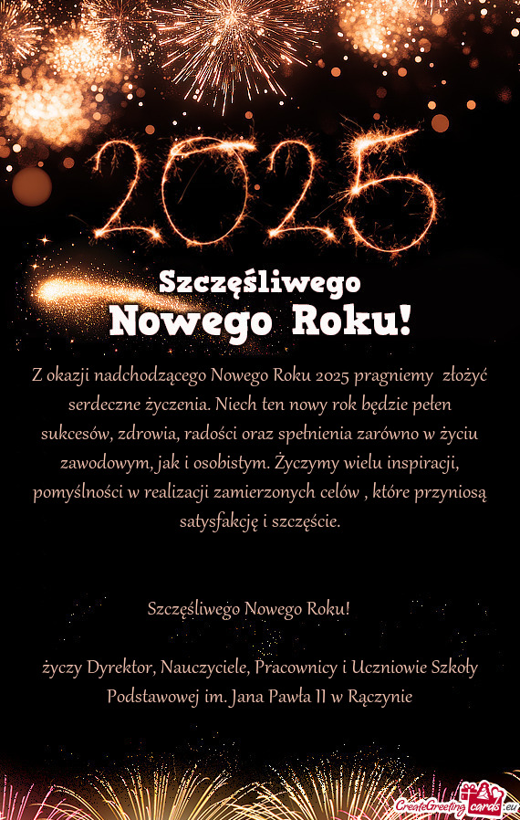 Z okazji nadchodzącego Nowego Roku 2025 pragniemy złożyć serdeczne życzenia. Niech ten nowy ro