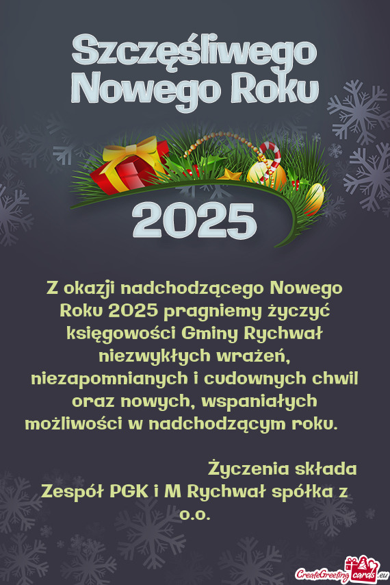 Z okazji nadchodzącego Nowego Roku 2025 pragniemy życzyć księgowości Gminy Rychwał