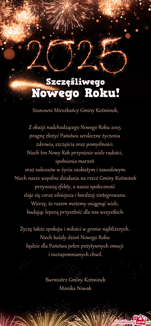 Z okazji nadchodzącego Nowego Roku 2025
