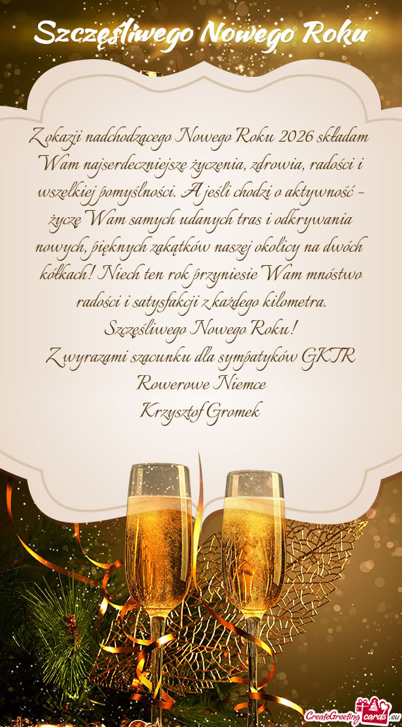 Z okazji nadchodzącego Nowego Roku 2026 składam Wam najserdeczniejsze życzenia, zdrowia, radośc