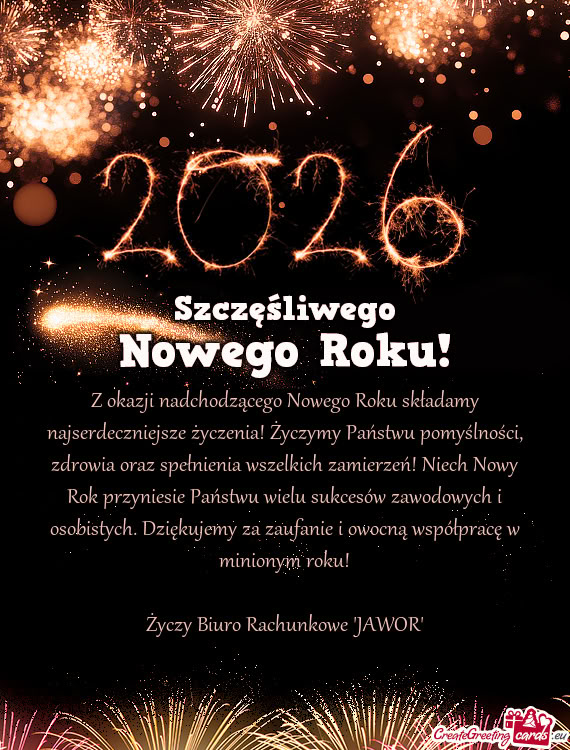 Z okazji nadchodzącego Nowego Roku składamy najserdeczniejsze życzenia! Życzymy Państwu pomyśl
