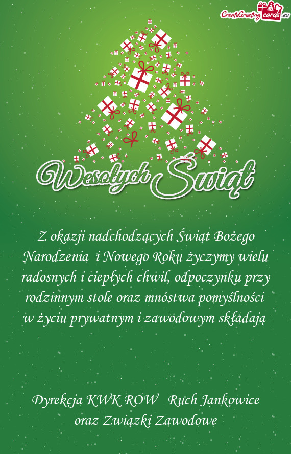 Z okazji nadchodzących Świąt Bożego Narodzenia i Nowego Roku życzymy wielu radosnych i ciepły