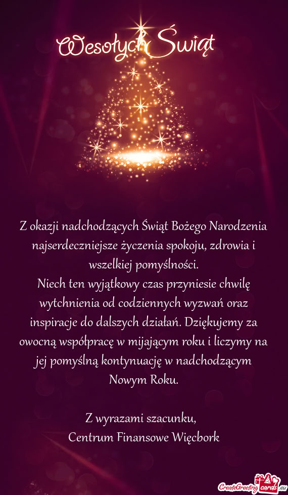 Z okazji nadchodzących Świąt Bożego Narodzenia najserdeczniejsze życzenia spokoju, zdrowia i ws