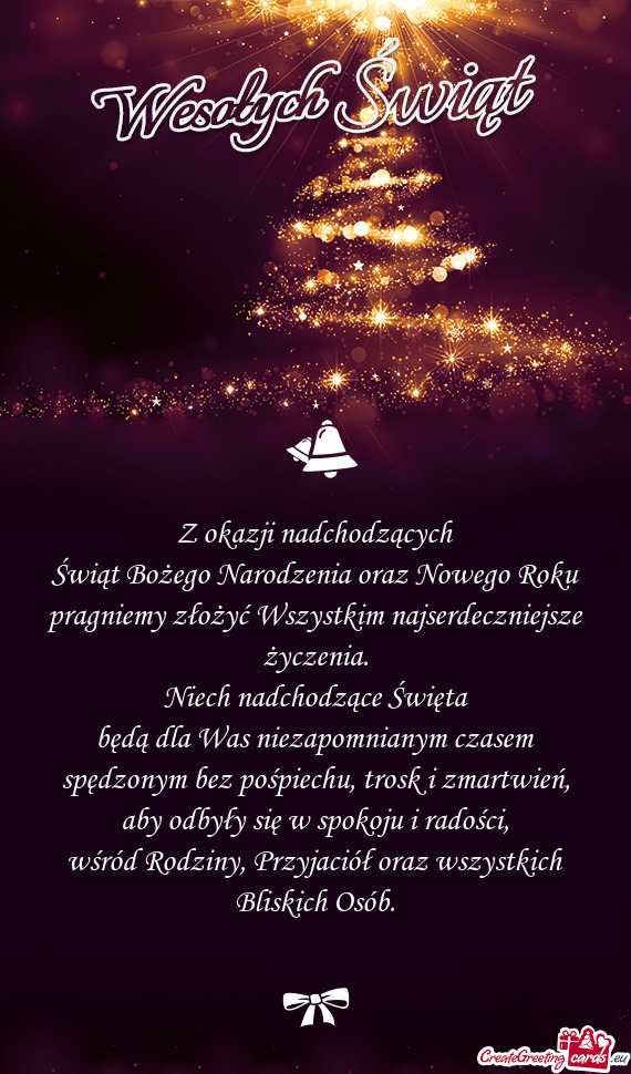 Z okazji nadchodzących Świąt Bożego Narodzenia oraz Nowego Roku pragniemy złożyć Wszystkim