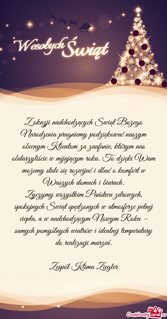 Z okazji nadchodzących Świąt Bożego Narodzenia pragniemy podziękować naszym obecnym Klientom z