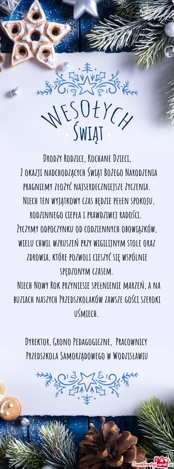 ​Z okazji nadchodzących Świąt Bożego Narodzenia pragniemy złożyć najserdeczniejsze życzeni