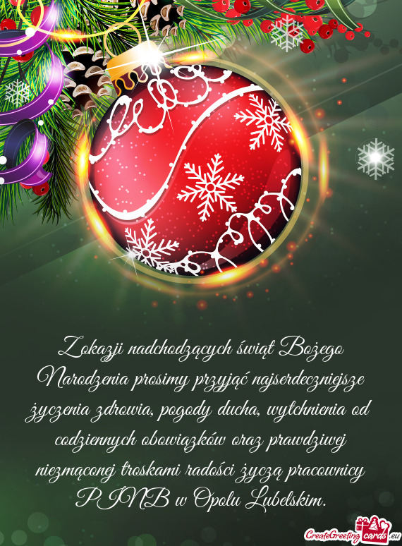 Z okazji nadchodzących świąt Bożego Narodzenia prosimy przyjąć najserdeczniejsze życzenia zdr