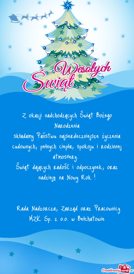 Z okazji nadchodzących Świąt Bożego Narodzenia składamy Państwu najserdeczniejsze życzenia c