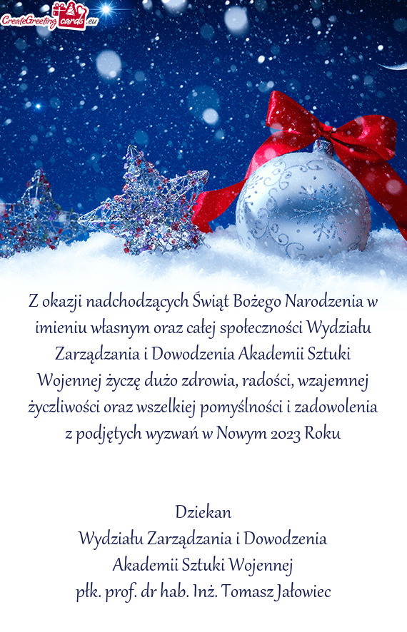 Z okazji nadchodzących Świąt Bożego Narodzenia w imieniu własnym oraz całej społeczności Wyd
