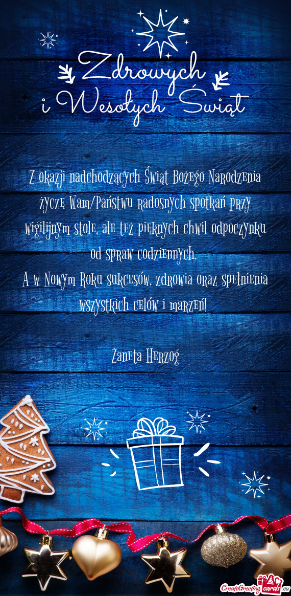 Z okazji nadchodzących Świąt Bożego Narodzenia życzę Wam/Państwu radosnych spotkań przy wigi