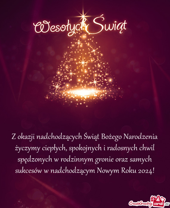Z okazji nadchodzących Świąt Bożego Narodzenia życzymy ciepłych, spokojnych i radosnych chwil