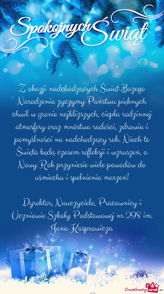 Z okazji nadchodzących Świąt Bożego Narodzenia życzymy Państwu pięknych chwil w gronie najbli