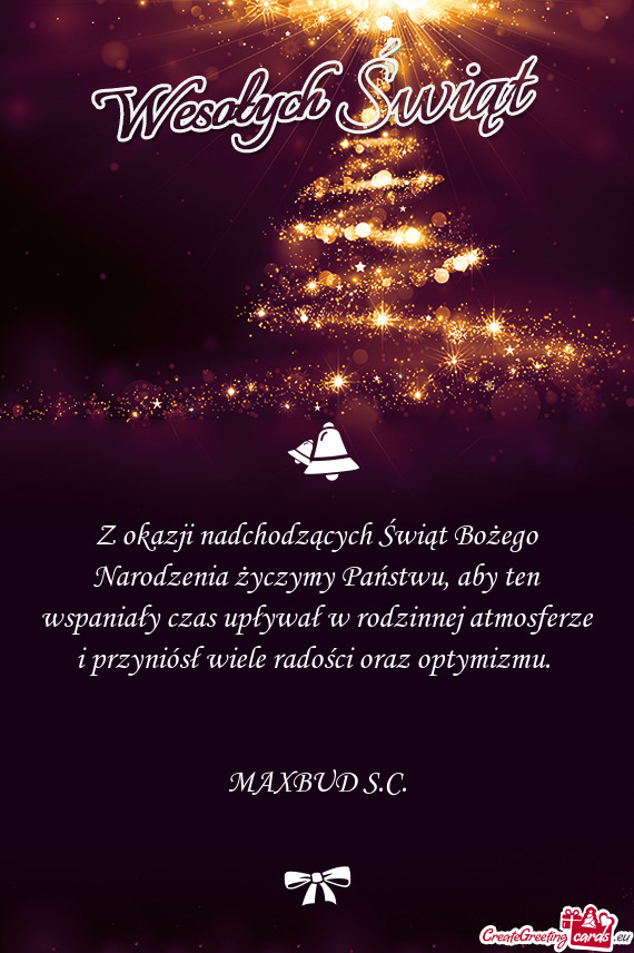 Z okazji nadchodzących Świąt Bożego Narodzenia życzymy Państwu