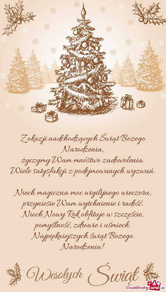 Z okazji nadchodzących Świąt Bożego Narodzenia,  życzymy Wam mnóstwo