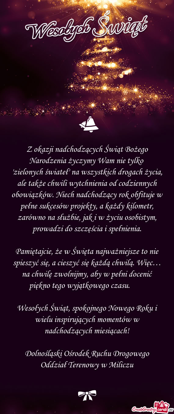 Z okazji nadchodzących Świąt Bożego Narodzenia życzymy Wam nie tylko