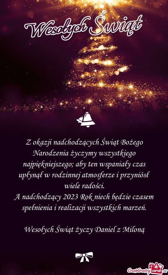 Z okazji nadchodzących Świąt Bożego Narodzenia życzymy wszystkiego najpiękniejszego; aby ten w
