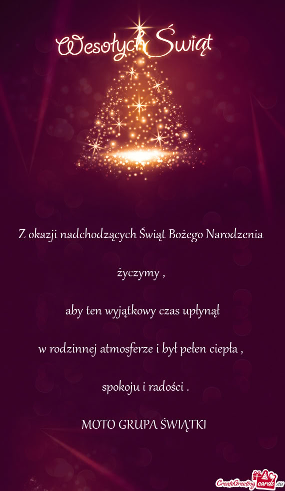 Z okazji nadchodzących Świąt Bożego Narodzenia         życzymy