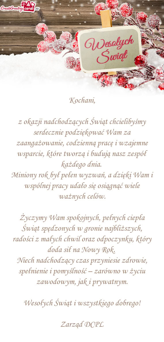 Z okazji nadchodzących Świąt chcielibyśmy serdecznie podziękować Wam za zaangażowanie, codzie