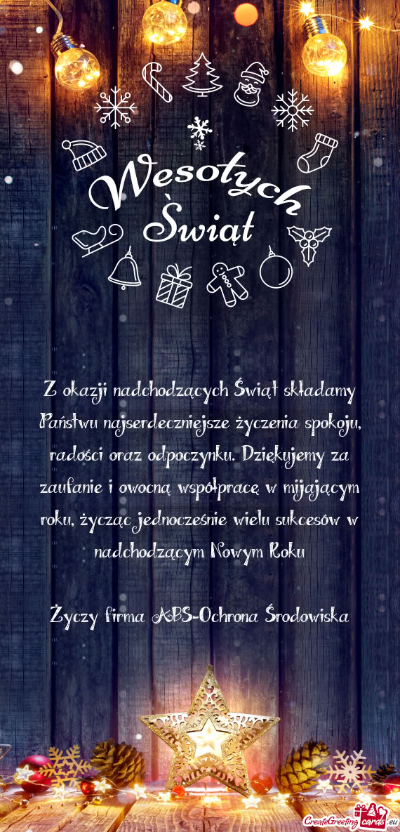 Z okazji nadchodzących Świąt składamy Państwu najserdeczniejsze życzenia spokoju, radości ora