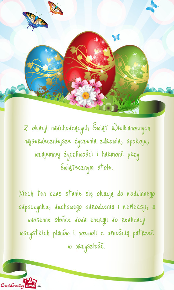 Z okazji nadchodzących Świąt Wielkanocnych najserdeczniejsze życzenia zdrowia