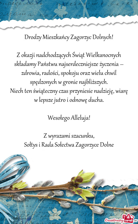 Z okazji nadchodzących Świąt Wielkanocnych składamy Państwu najserdeczniejsze życzenia –