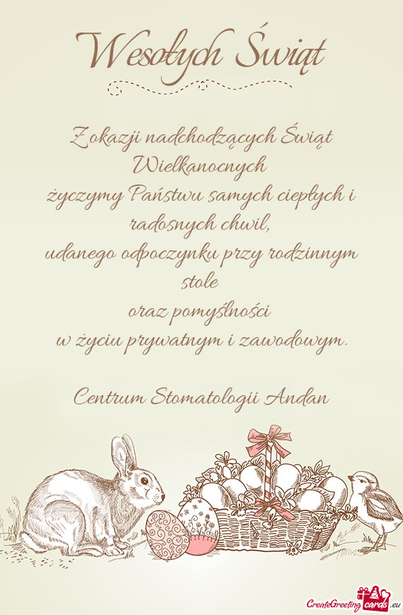 Z okazji nadchodzących Świąt Wielkanocnych życzymy Państwu samych ciepłych i radosnych chwil