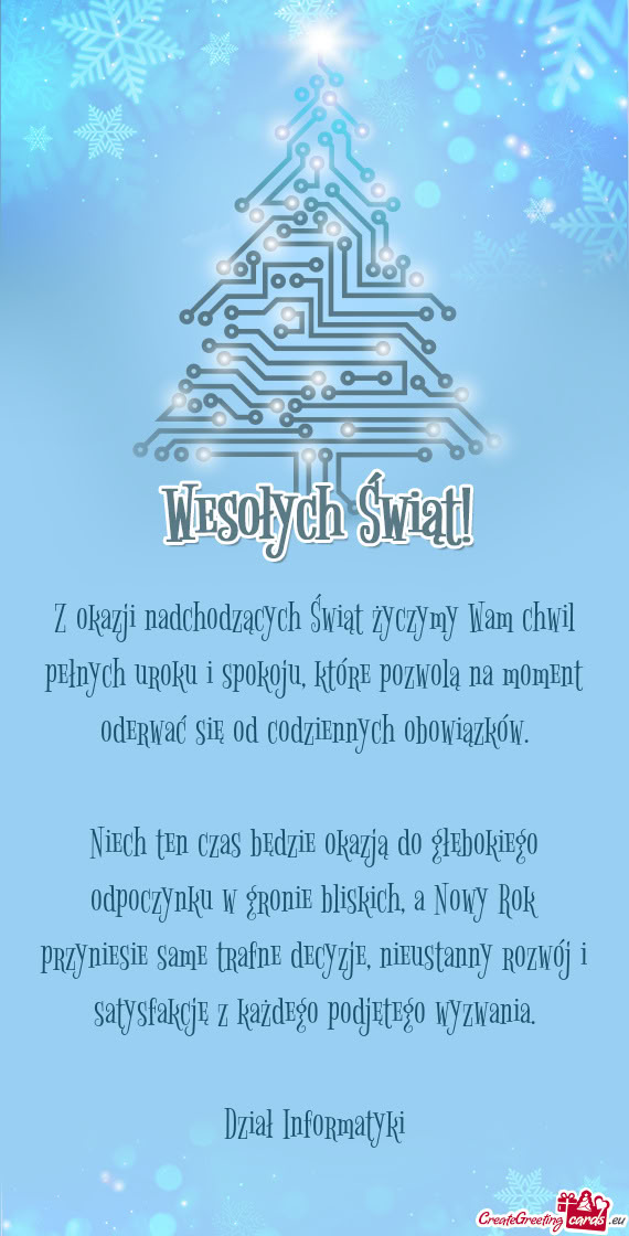Z okazji nadchodzących Świąt życzymy Wam chwil pełnych uroku i spokoju, które pozwolą na mome