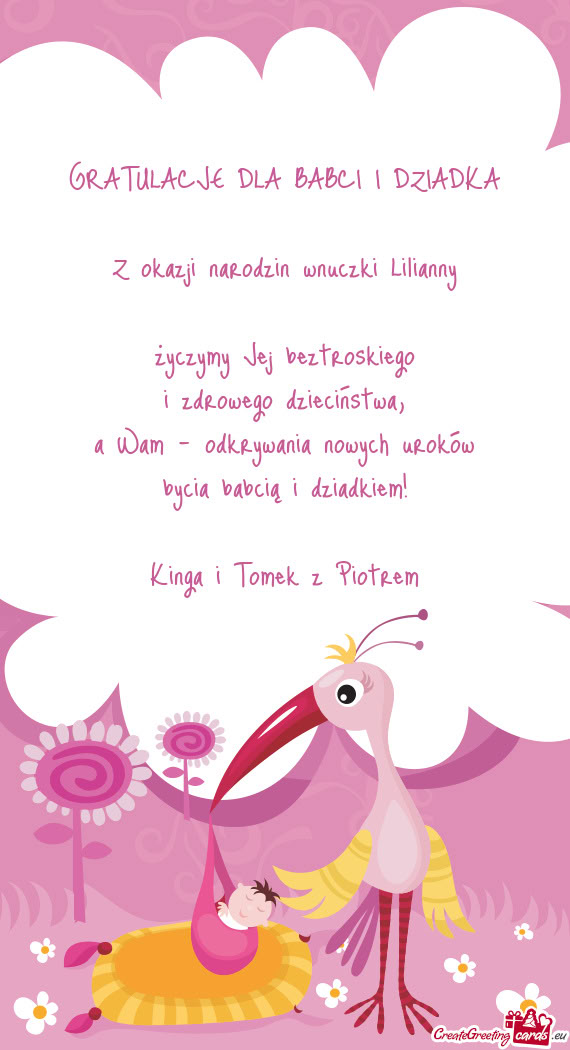 Z okazji narodzin wnuczki Lilianny