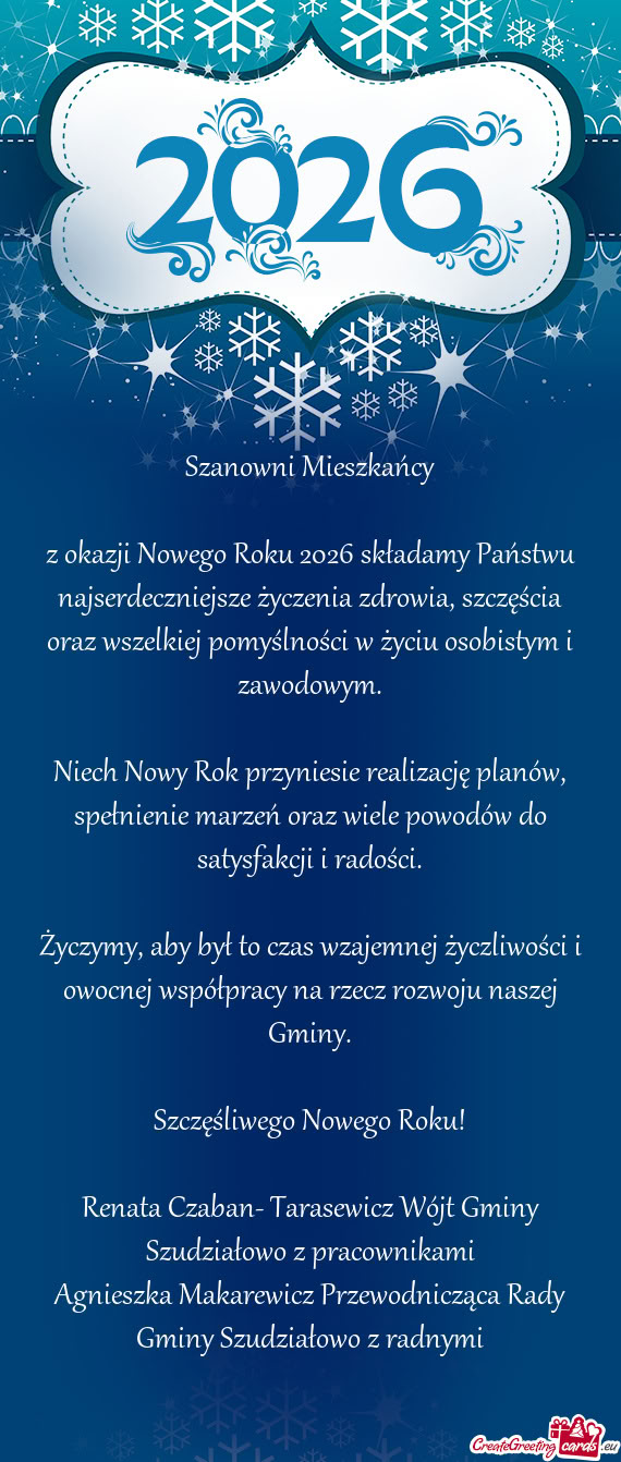 Z okazji Nowego Roku 2026 składamy Państwu najserdeczniejsze życzenia zdrowia, szczęścia oraz w