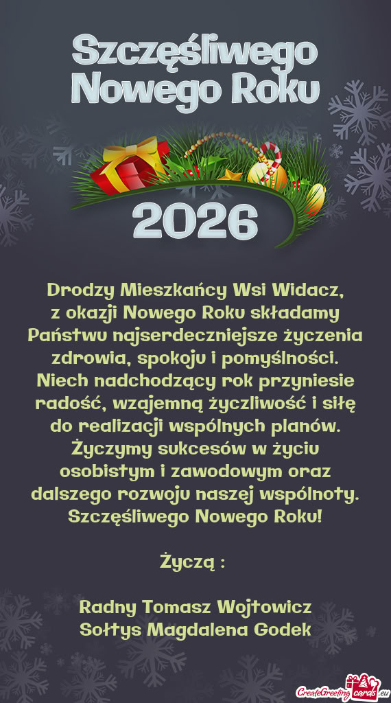 Z okazji Nowego Roku składamy Państwu najserdeczniejsze życzenia zdrowia, spokoju i pomyślności