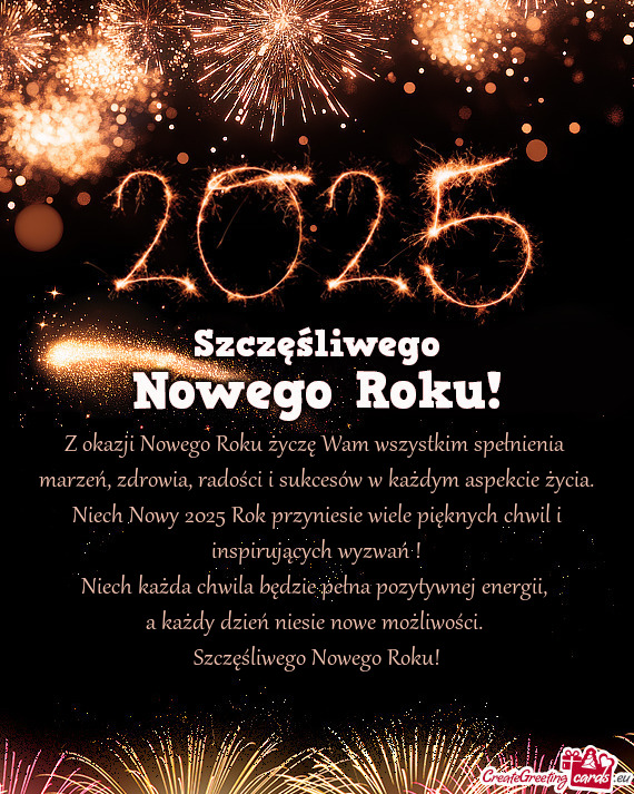 Z okazji Nowego Roku życzę Wam wszystkim spełnienia