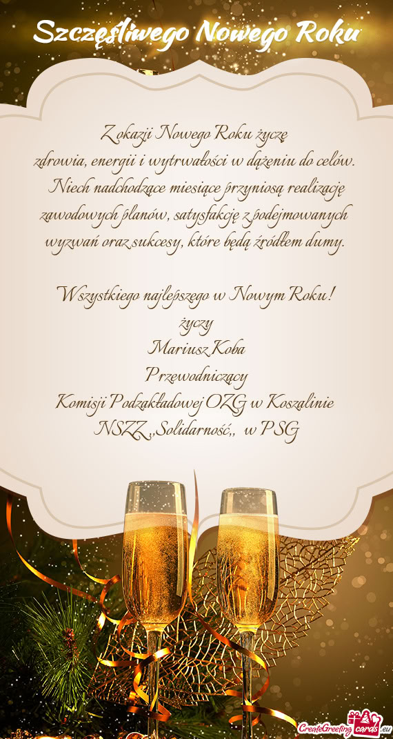 Z okazji Nowego Roku życzę