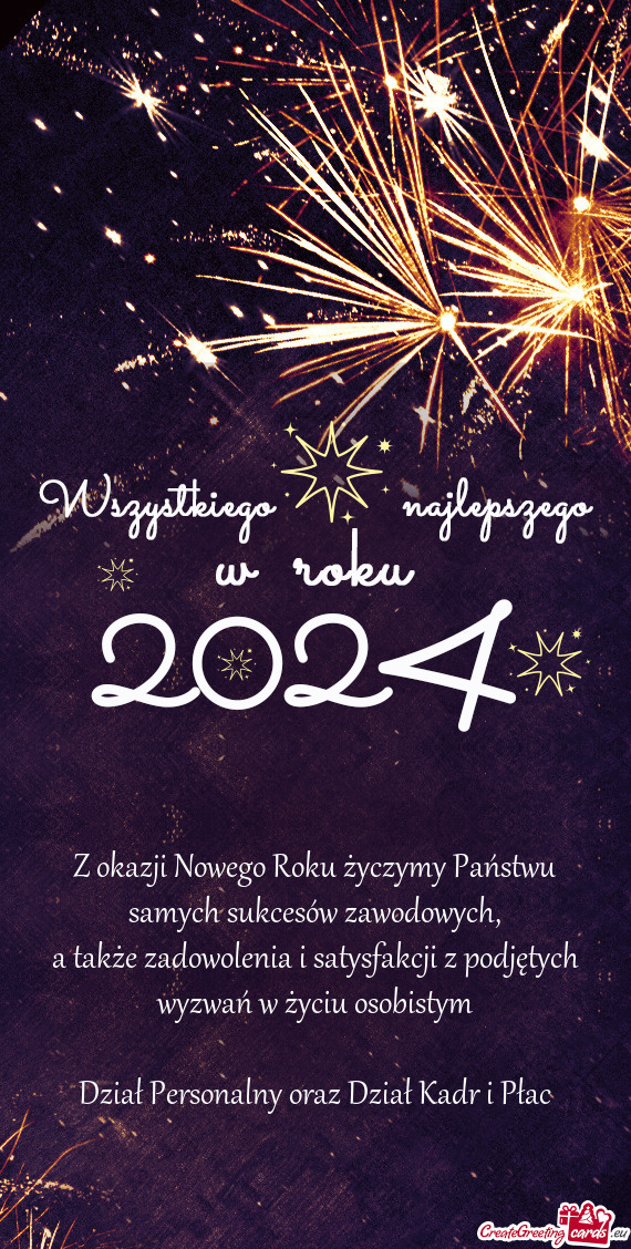 Z okazji Nowego Roku życzymy Państwu samych sukcesów zawodowych