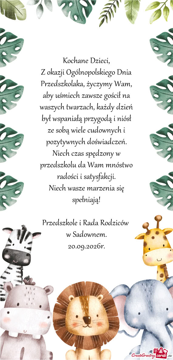 Z okazji Ogólnopolskiego Dnia Przedszkolaka, życzymy Wam, aby uśmiech zawsze gościł na waszych