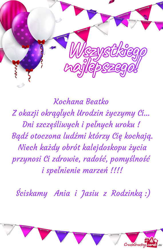 Z okazji okrągłych Urodzin życzymy Ci