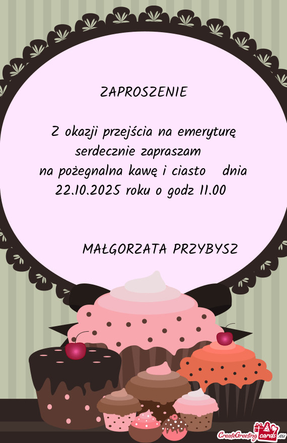 Z okazji przejścia na emeryturę serdecznie zapraszam