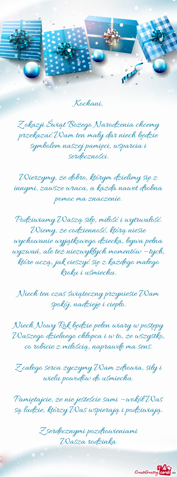 Z okazji Świąt Bożego Narodzenia chcemy przekazać Wam ten mały dar niech będzie symbolem nasze