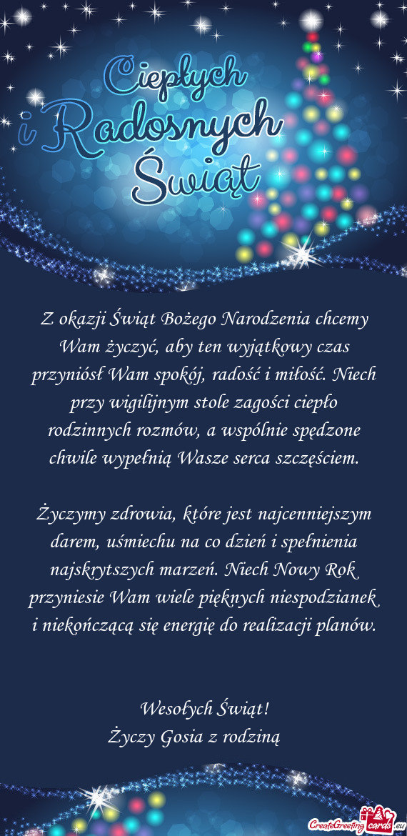 Z okazji Świąt Bożego Narodzenia chcemy Wam życzyć, aby ten wyjątkowy czas przyniósł Wam spo