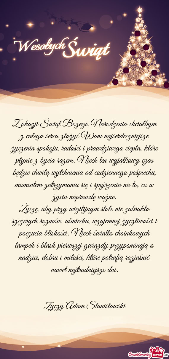 Z okazji Świąt Bożego Narodzenia chciałbym z całego serca złożyć Wam najserdeczniejsze życz