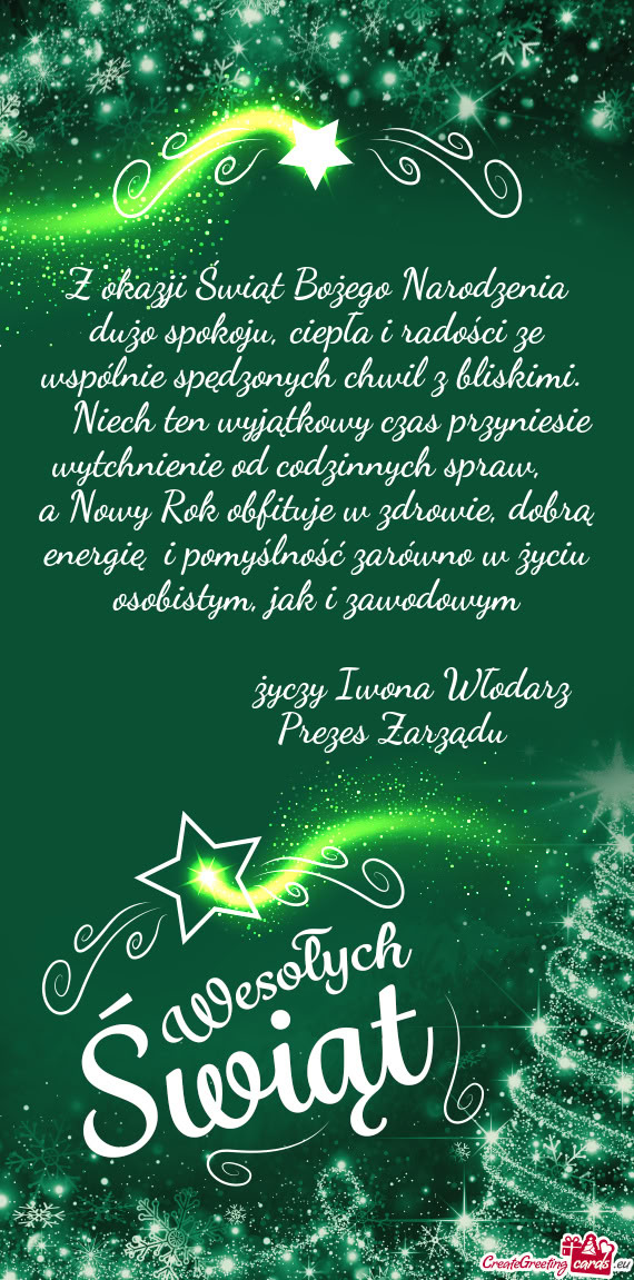 Z okazji Świąt Bożego Narodzenia dużo spokoju, ciepła i radości ze wspólnie spędzonych chwil
