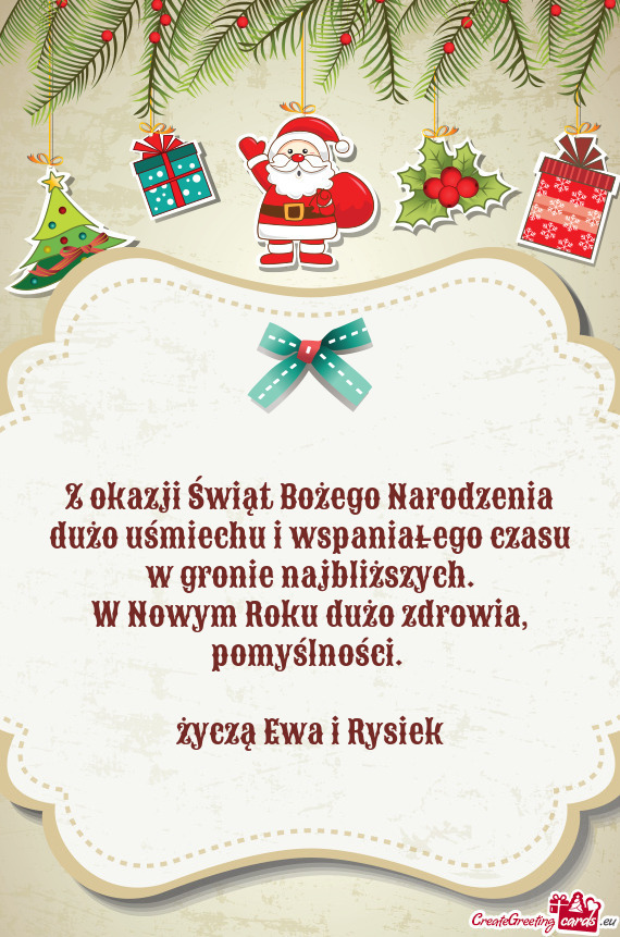 Z okazji Świąt Bożego Narodzenia dużo uśmiechu i wspaniałego czasu w gronie najbliższych