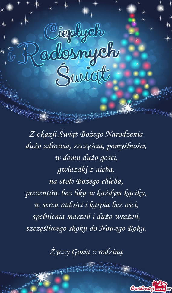 Z okazji Świąt Bożego Narodzenia  dużo zdrowia, szczęścia,