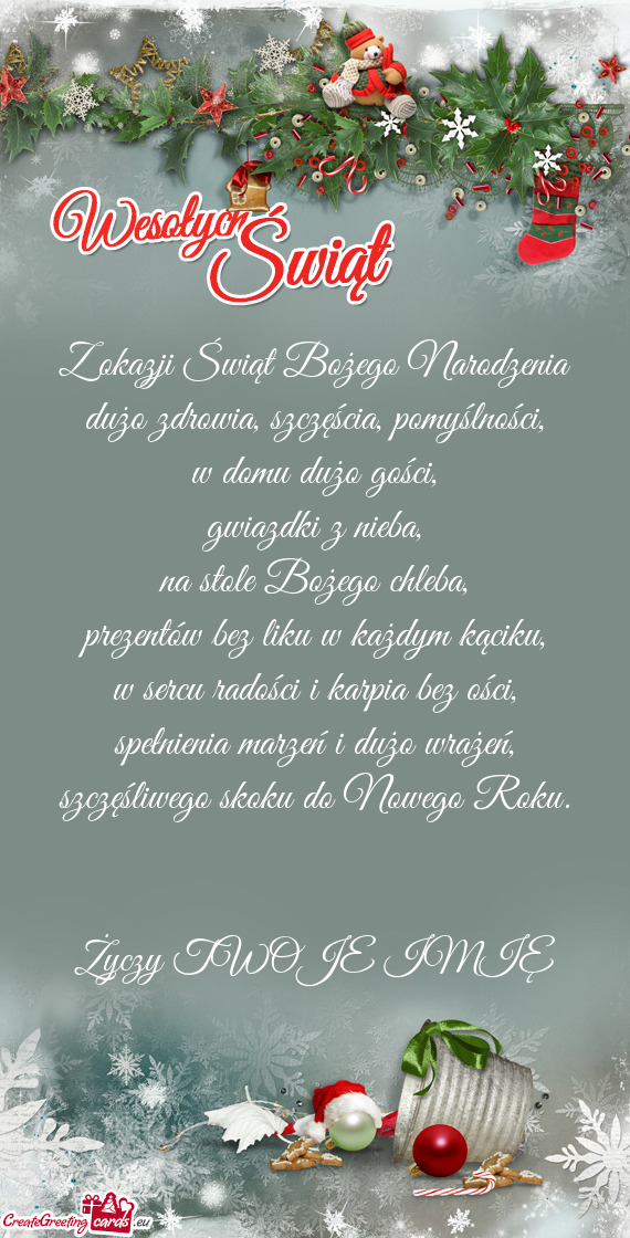 Z okazji Świąt Bożego Narodzenia  dużo zdrowia, szczęścia,
