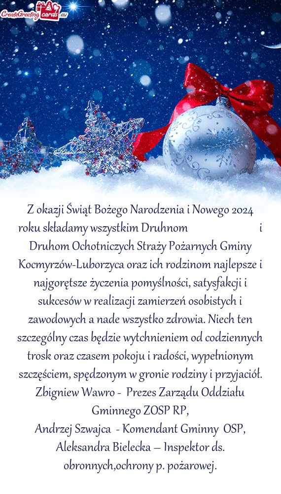 Z okazji Świąt Bożego Narodzenia i Nowego 2024 roku składamy wszystkim Druhnom